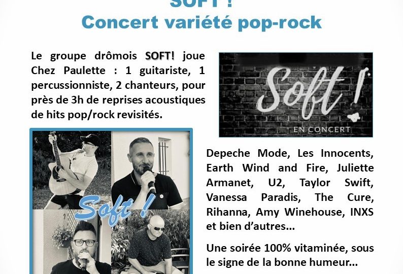 Concert variété pop-rock : SOFT! à Réauville - 0