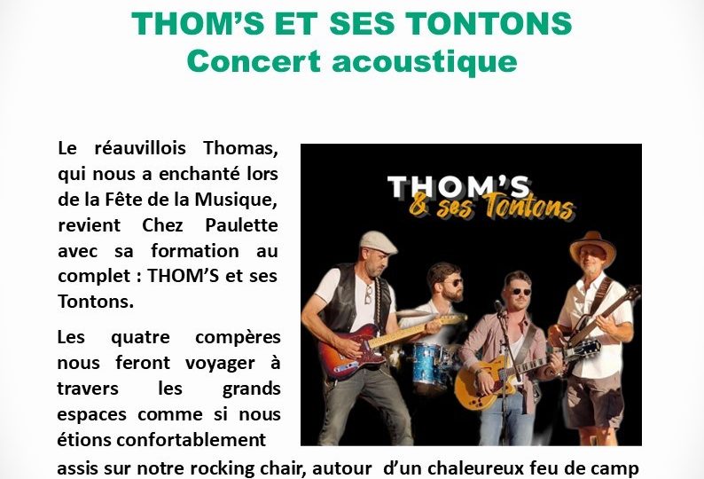 Concert acoustique Thom’s et ses Tontons à Réauville - 0